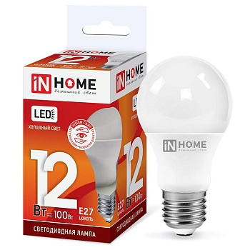 Лампа светодиодная LED-A60-VC 12Вт 230В E27 6500К 1080лм IN HOME 4690612020259