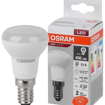 Лампа светодиодная LED Value LVR40 5SW/840 грибовидная матовая E14 230В 10х1 RU OSRAM 4058075582576