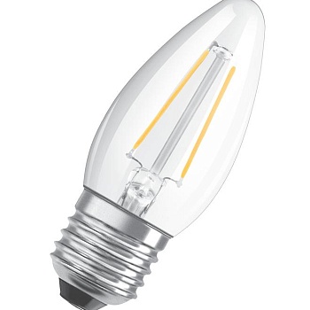 Лампа светодиодная филаментная LED STAR CLASSIC B 60 5W/827 5Вт свеча 2700К тепл. бел. E27 600лм 220-240В прозр. стекло OSRAM 4058075212398