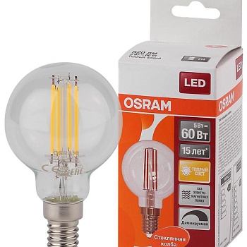 Лампа светодиодная филаментная LS CL P60D 5W/827 FIL E14 230В OSRAM 4058075230415