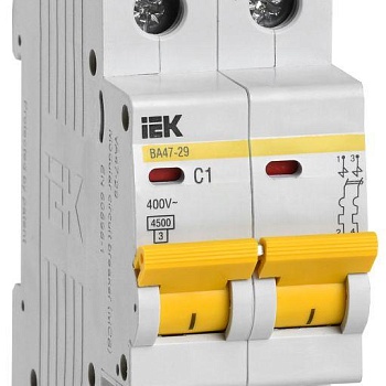 Выключатель автоматический модульный 2п C 1А 4.5кА ВА47-29 IEK MVA20-2-001-C