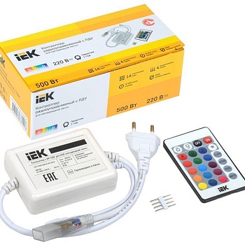 Контроллер с ПДУ ИК RGB 3 канала 220В 3А 500Вт IEK LSC1-RGB-500-IR-20-220-B