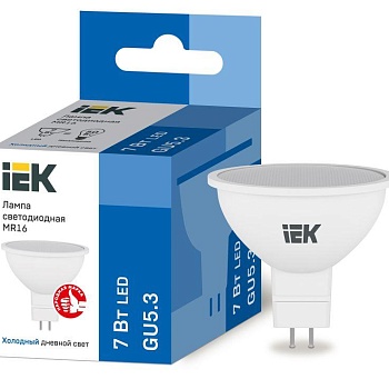 Лампа светодиодная ECO MR16 софит 7Вт 230В 6500К GU5.3 IEK LLE-MR16-7-230-65-GU5