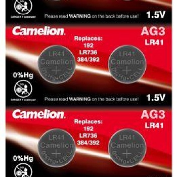 Элемент питания алкалиновый "таблетка" G 3 Mercury Free AG3-BP0%Hg 392A/LR41/192 BL-10 (блист.10шт) Camelion 12811