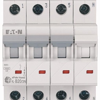 Выключатель автоматический модульный 4п (3P+N) B 20А HL-B20/3N EATON 194802