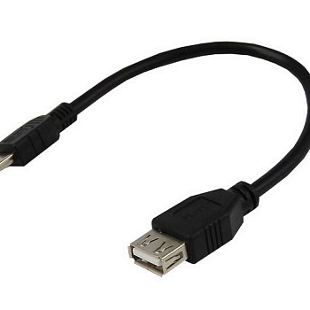 Шнур mini USB (male) - USB-A (female) 0.2м черн. Rexant 18-1132-2