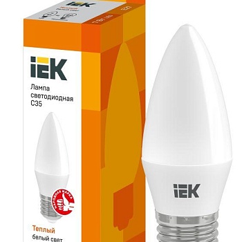 Лампа светодиодная ECO C35 7Вт свеча 3000К E27 230В IEK LLE-C35-7-230-30-E27