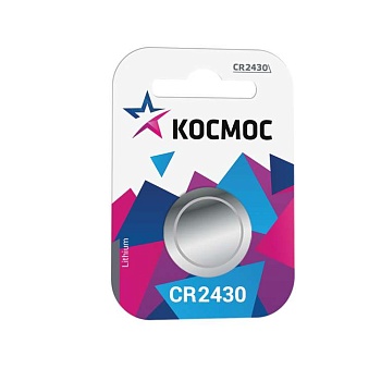 Элемент питания литиевый CR CR2430 1хBL (блист.1шт) Космос KOCR24301BL