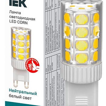 Лампа светодиодная Corn 3.5Вт капсульная 4000К нейтр. бел. G9 230В керамика IEK LLE-Corn-4-230-40-G9