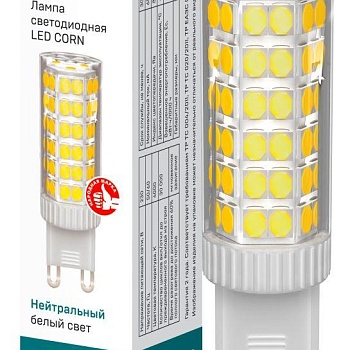 Лампа светодиодная Corn 7Вт капсульная 4000К нейтр. бел. G9 230В керамика IEK LLE-Corn-7-230-40-G9