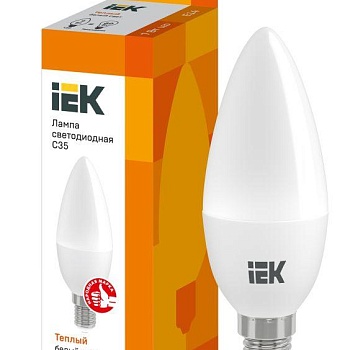 Лампа светодиодная ECO C35 7Вт свеча 3000К E14 230В IEK LLE-C35-7-230-30-E14