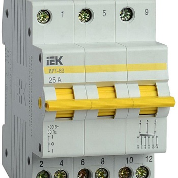 Выключатель-разъединитель трехпозиционный 3п ВРТ-63 25А IEK MPR10-3-025