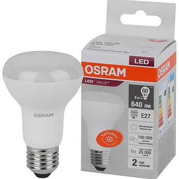 Лампа светодиодная LED Value LVR60 8SW/840 грибовидная матовая E27 230В 10х1 RU OSRAM 4058075581913