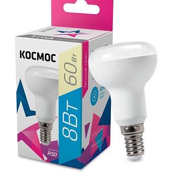 Лампа светодиодная R50 8Вт 220В E14 3000К Космос Lksm_LED8wR50E1430