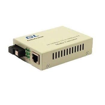 Конвертер UTP 100Мбит/с WDM без LFP SM SC Tx:1310/Rx:1550 18дБ до 20км GIGALINK GL-MC-UTPF-SC1F-18SM-1310-N