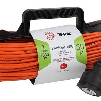 Удлинитель силовой UFx-1-2x0.75-30m-IP44 на рамке б/з 1гнездо 30м ПВС 2х0.75 Эра Б0046822