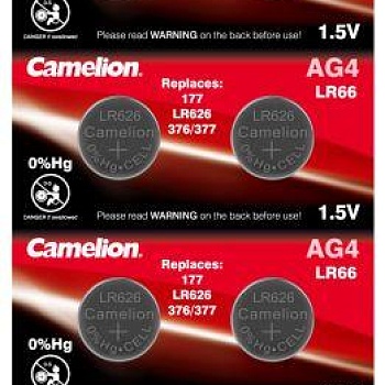 Элемент питания алкалиновый "таблетка" G 4 Mercury Free AG4-BP0%Hg 377A/LR626/177 BL-10 (блист.10шт) Camelion 12812