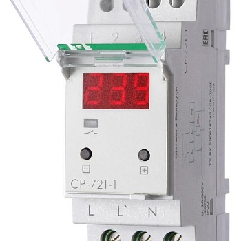Реле напряжения CP-721-1 (однофазное; цифровая индикация; напряжение питания 50-450В контакт 1NO 63А встроен. таймер регистрация аварий в памяти индикация текущего напряжения) (аналог УЗМ) F&F EA04.009.013