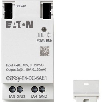 Модуль ввода/вывода EASY-E4-AC-16RE1 24В DC 4AI/2AO 0-10В/ 04-20мА 20 бит каждый канал настраивается EATON 197223