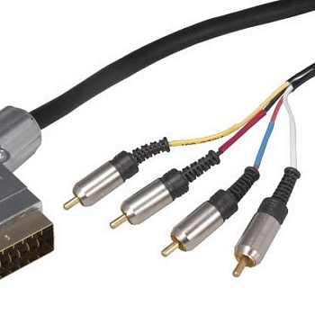 Шнур SCART Plug - 4RCA Plug 3м (GOLD) металл Rexant 17-1424