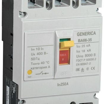 Выключатель автоматический 3п 250А 25кА ВА66-35 GENERICA IEK SAV30-3-0250-G