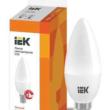 Лампа светодиодная ECO C35 9Вт свеча 3000К E14 230В IEK LLE-C35-9-230-30-E14