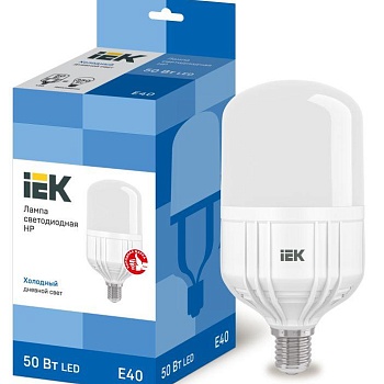 Лампа светодиодная HP 50Вт 230В 6500К E40 IEK LLE-HP-50-230-65-E40
