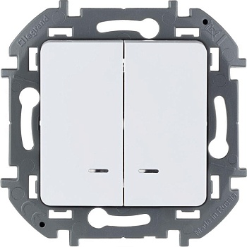 Механизм выключателя 2-кл. Inspiria 10А IP20 250В 10AX с подсветкой / индикацией бел. Leg 673630