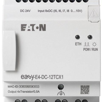 Реле программируемое EASY-E4-UC-12RCX1 12/24В DC 24V AC цифровые 8 DI (4 могут использоваться как как аналог.) 4DO реле 8А часы реального времени Ethernet RJ45 EATON 197214