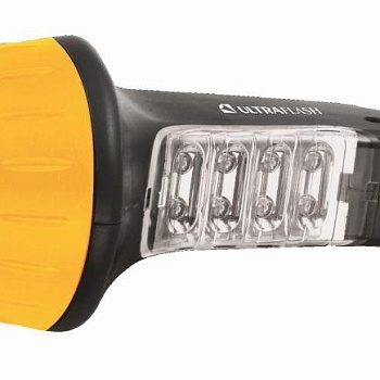 Фонарь LED3818 (аккум 220В черн./желт. 7+8 LED 2 режима SLA) Ultraflash 10973