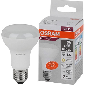 Лампа светодиодная LED Value LVR60 8SW/830 грибовидная матовая E27 230В 10х1 RU OSRAM 4058075581838